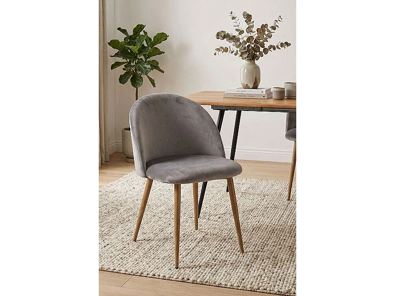 Sillas Comedor - Silla Vint Terciopelo - Gris claro