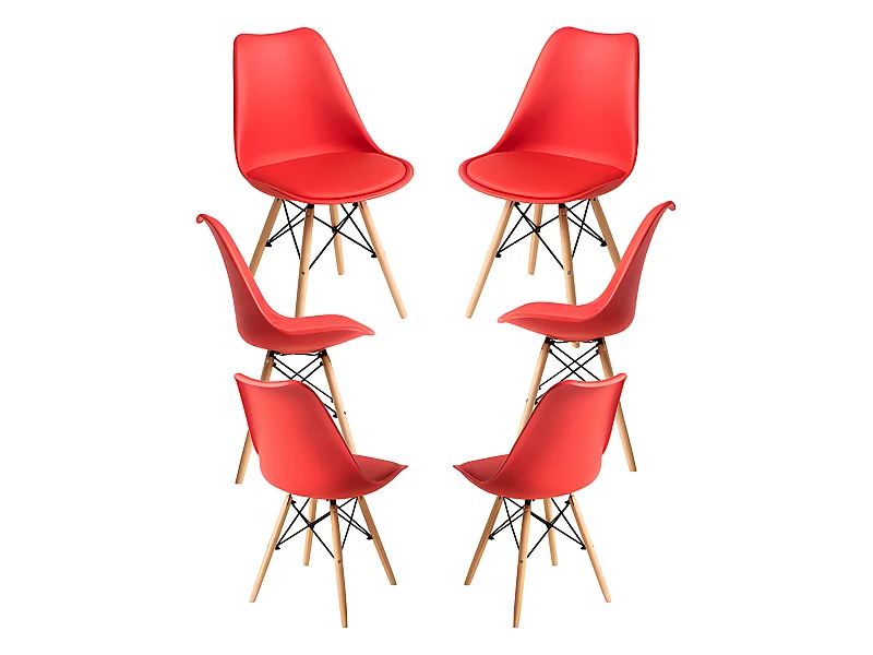 Pack 6 Sillas Tilsen - Rojo