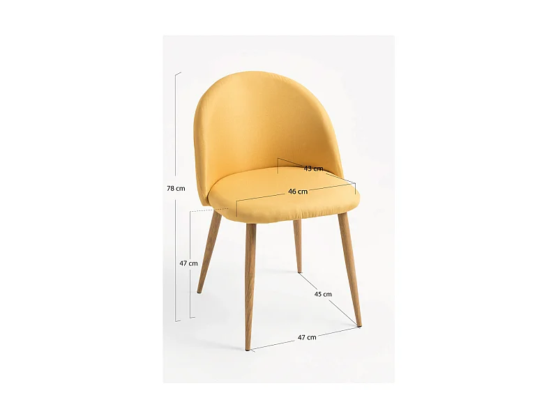 Sillas Comedor - Silla Vint Tela - Amarillo