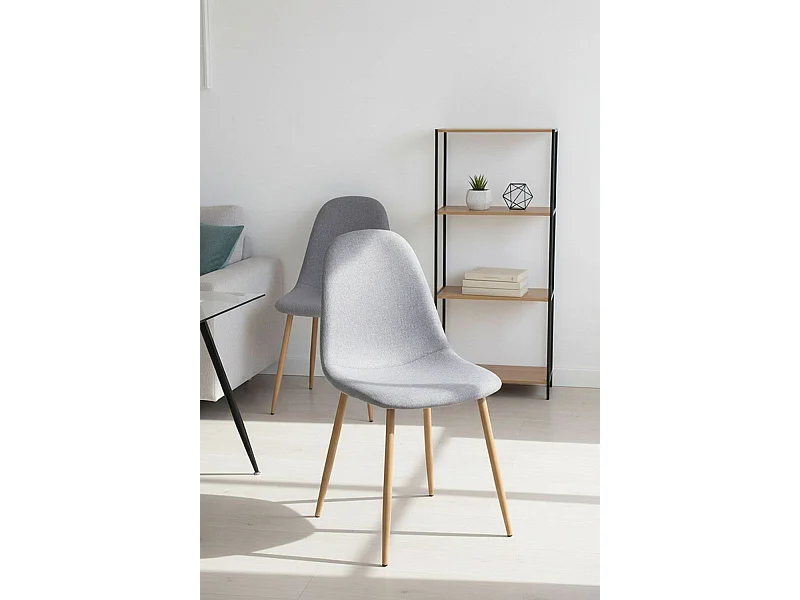 Sillas Comedor - Silla Teok Tela - Gris claro