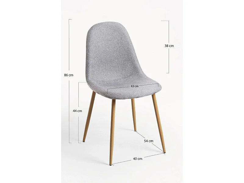 Sillas Comedor - Silla Teok Tela - Gris claro