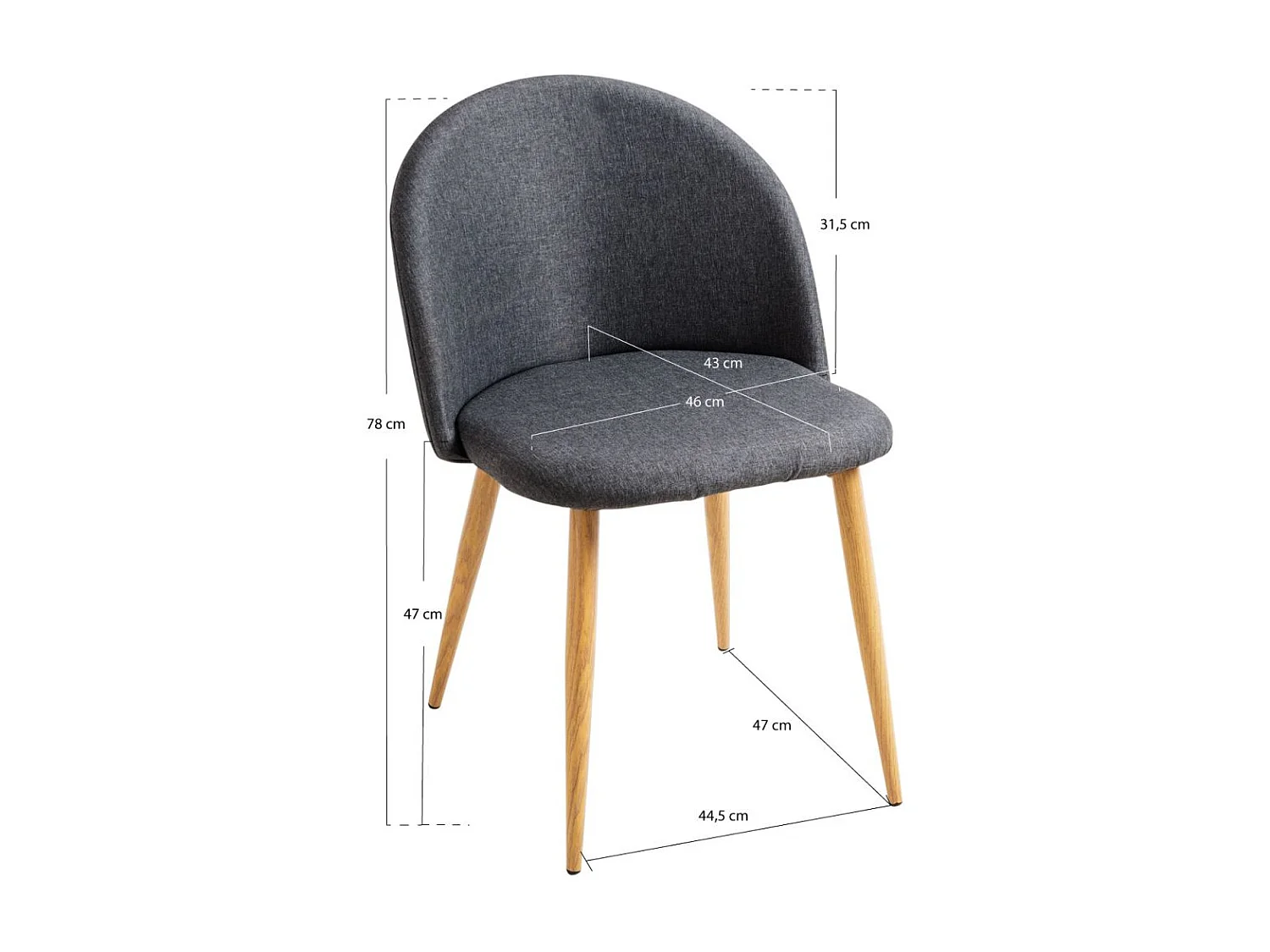 Sillas Comedor - Silla Vint Tela - Gris oscuro