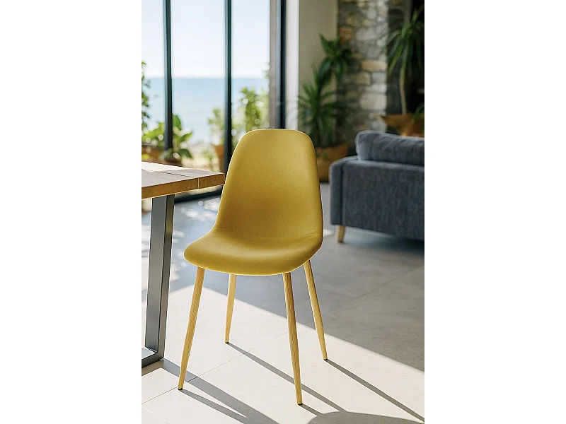 Sillas Comedor - Silla Teok Tela - Amarillo