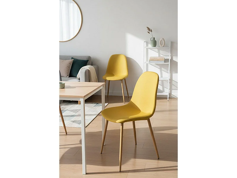 Sillas Comedor - Silla Teok Tela - Amarillo