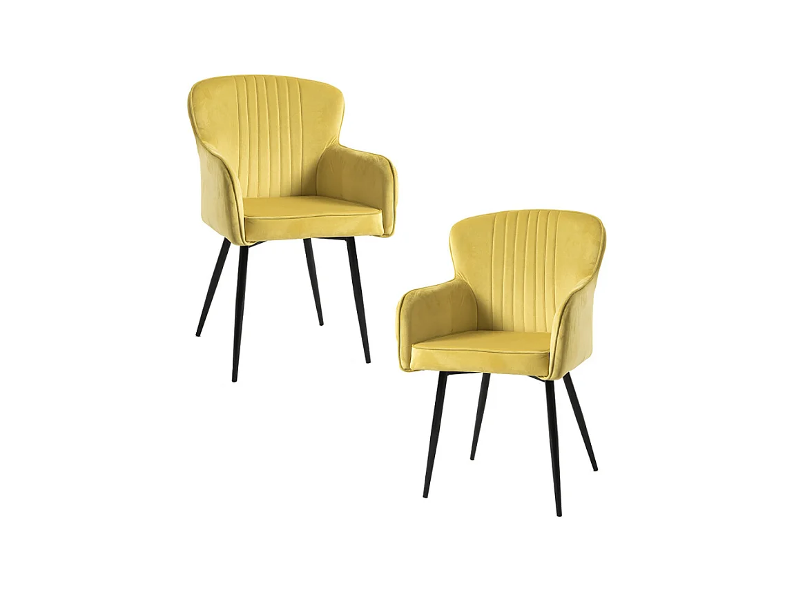 Packs Sillas Comedor - Pack 2 Sillas Dalye Terciopelo - Amarillo