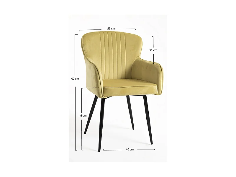 Packs Sillas Comedor - Pack 2 Sillas Dalye Terciopelo - Amarillo