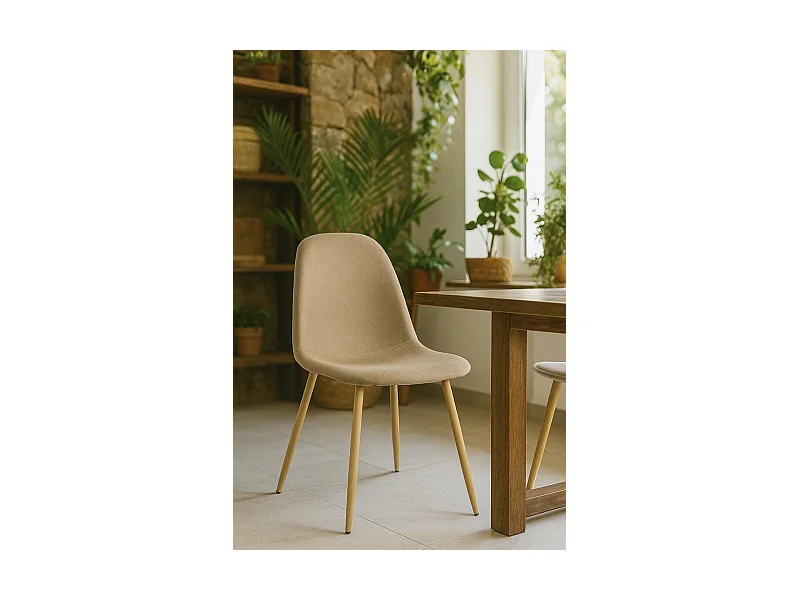 Sillas Comedor - Silla Teok Tela - Marrón arena