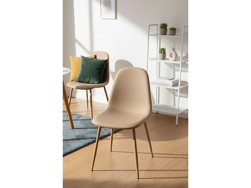 Sillas Comedor - Silla Teok Tela - Marrón arena