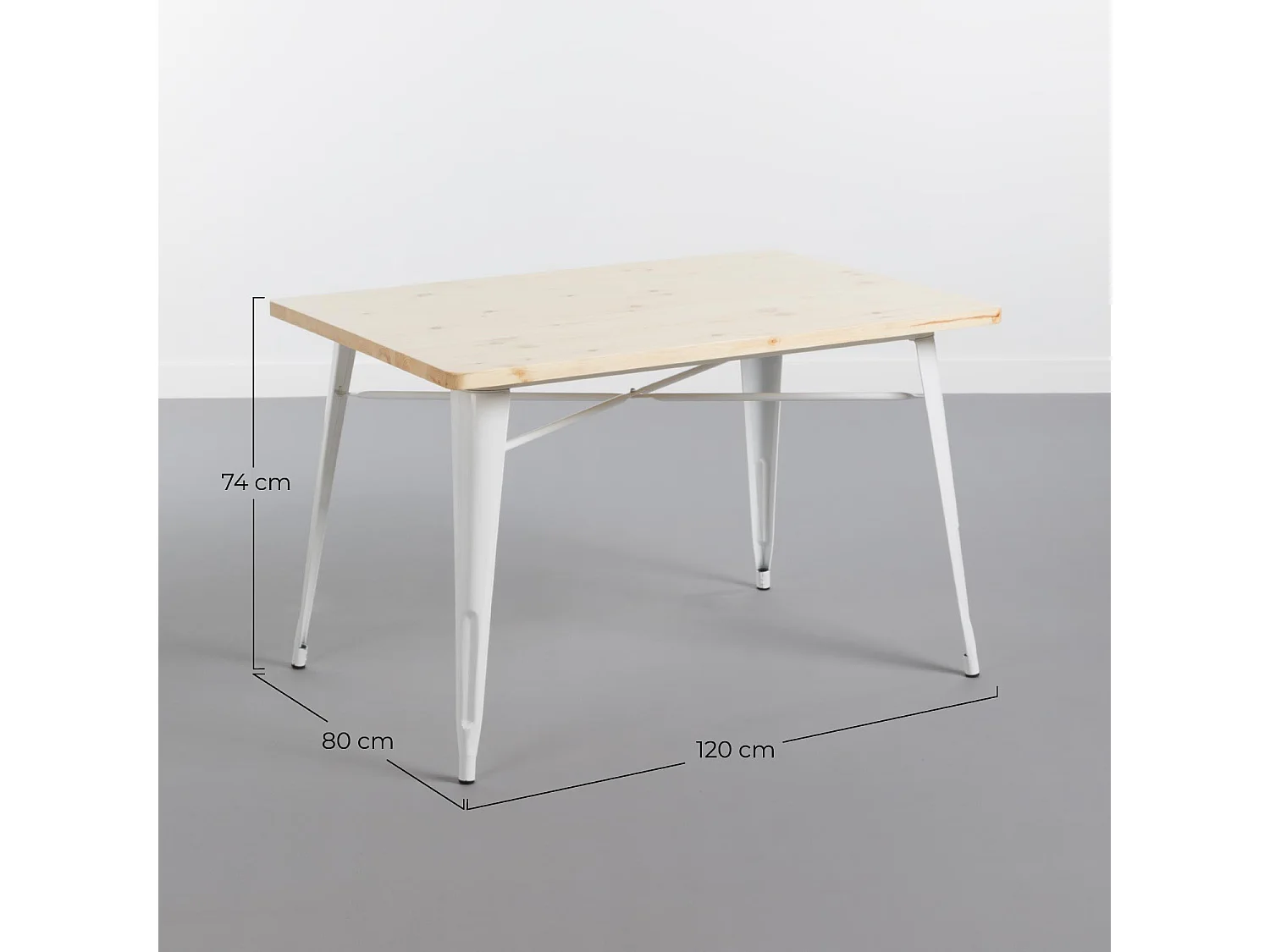 Tavolo con maniglia rettangolare in legno e legno 120x80x74cm Thinia Home