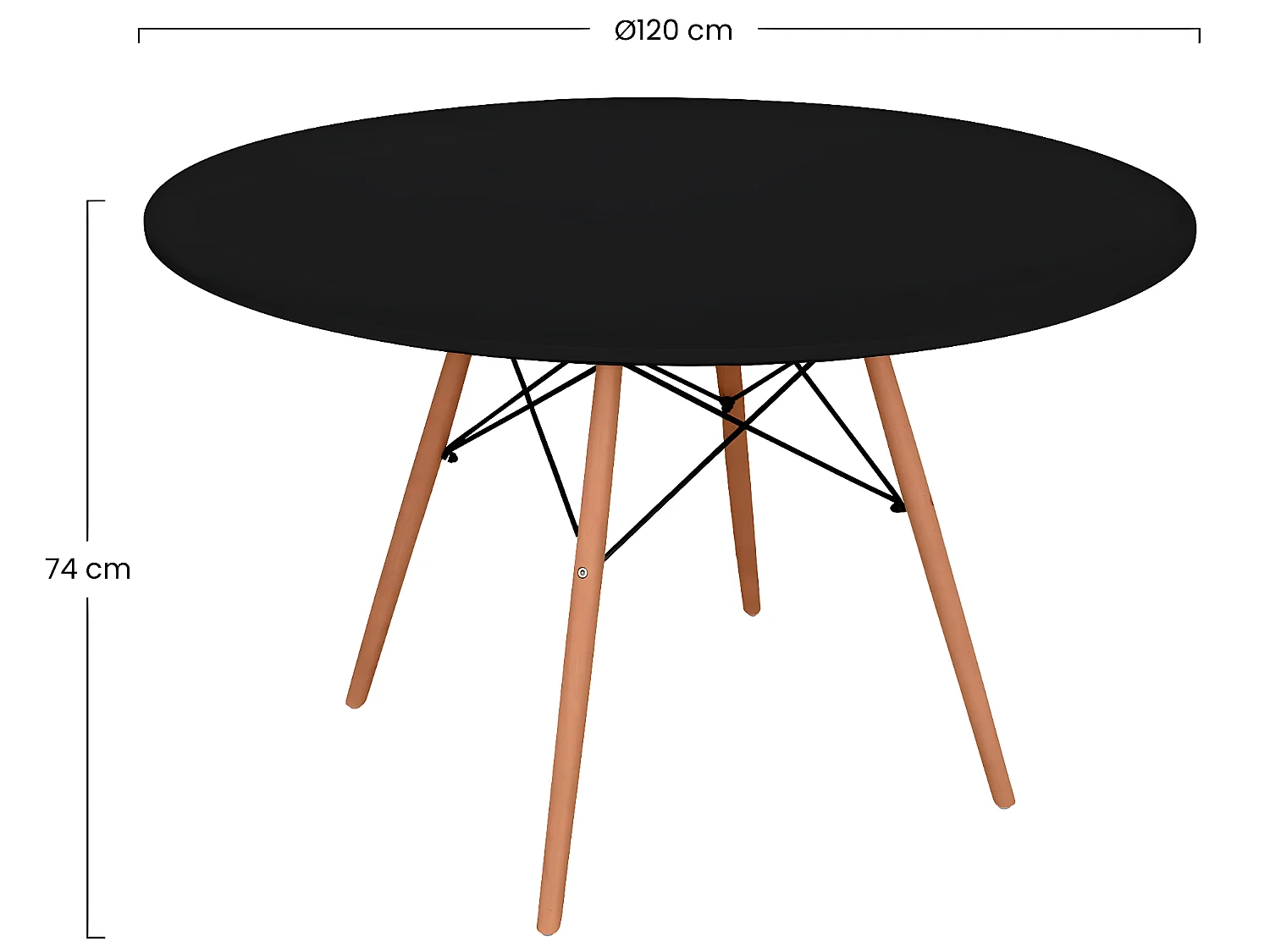 Mesa Redonda de Comedor Estilo Nórdico 74x120cm Thinia Home