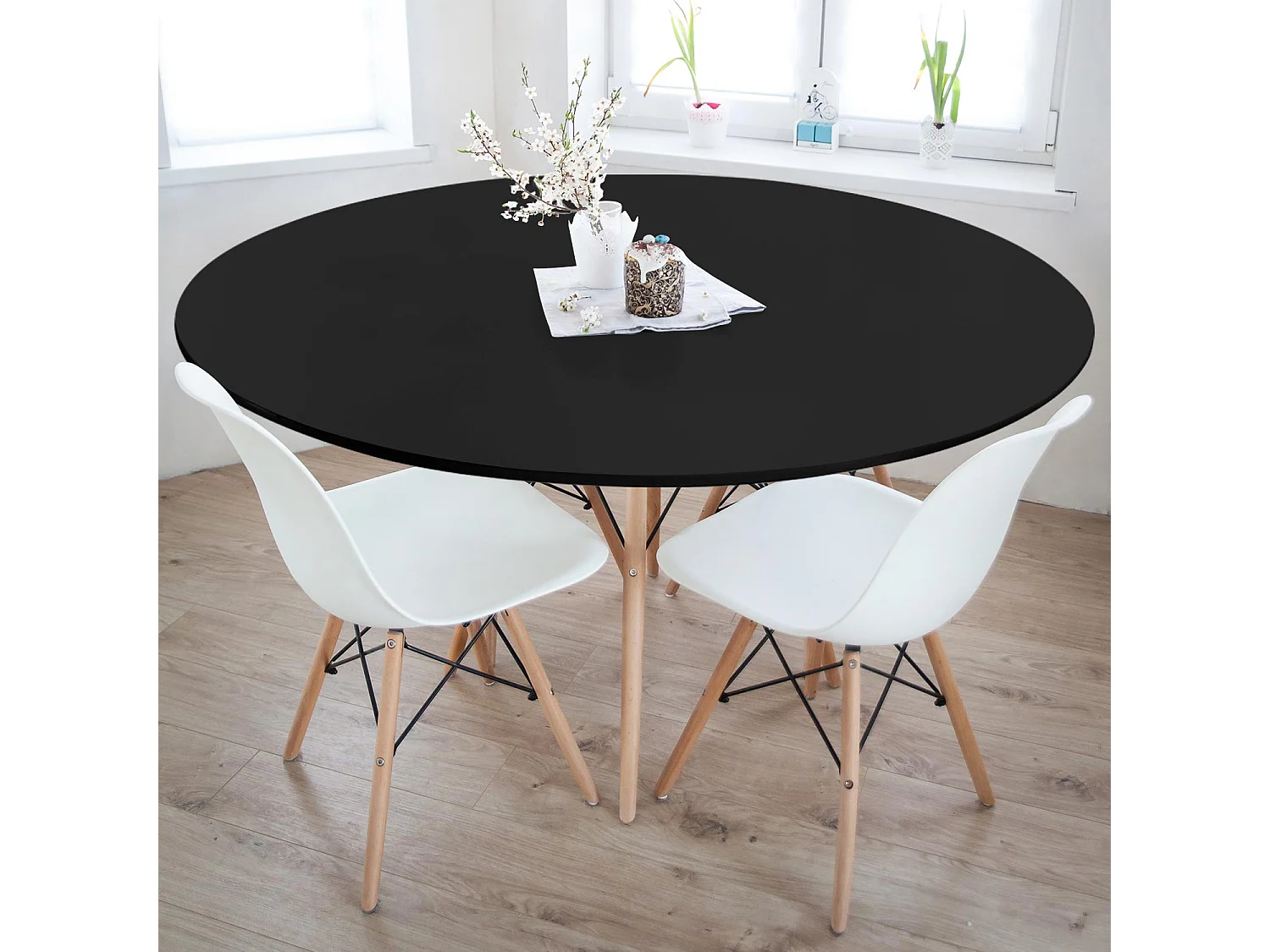 Mesa Redonda de Comedor Estilo Nórdico 74x120cm Thinia Home