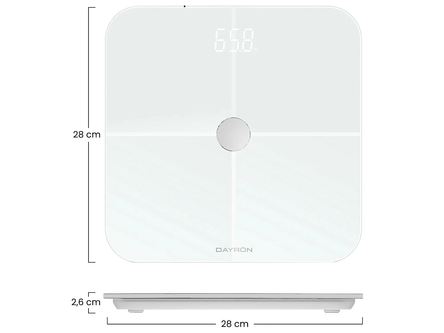 Pèse-personne intelligent Bluetooth avec APP jusqu'à 8 profils Health Dayron