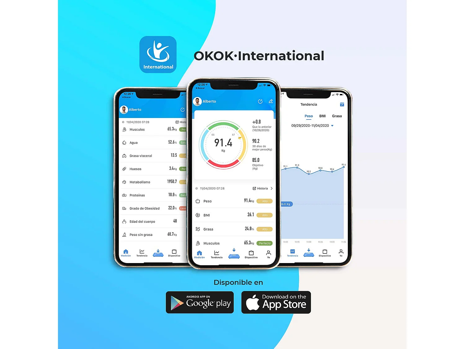 Pèse-personne intelligent Bluetooth avec APP jusqu'à 8 profils Health Dayron