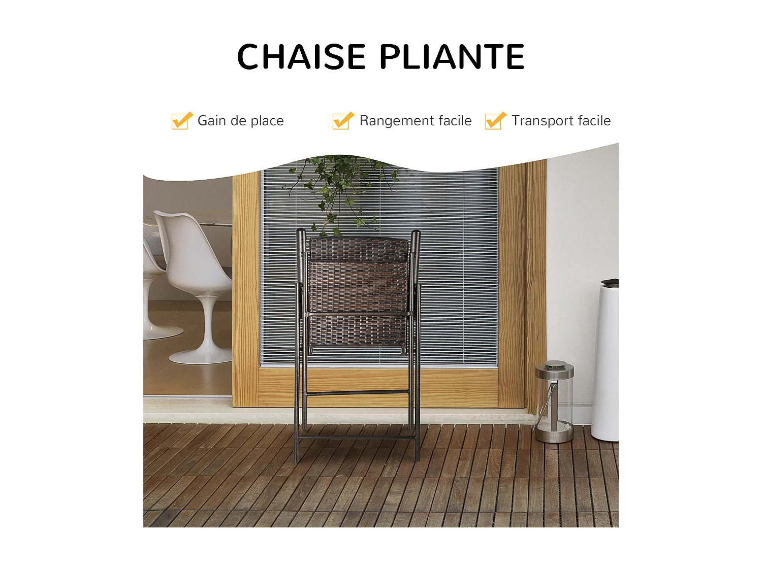 Tabourets de bar pliable style colonial - lot de 4 tabourets de bar - repose-pied + accoudoirs - métal époxy résine tressée chocolat