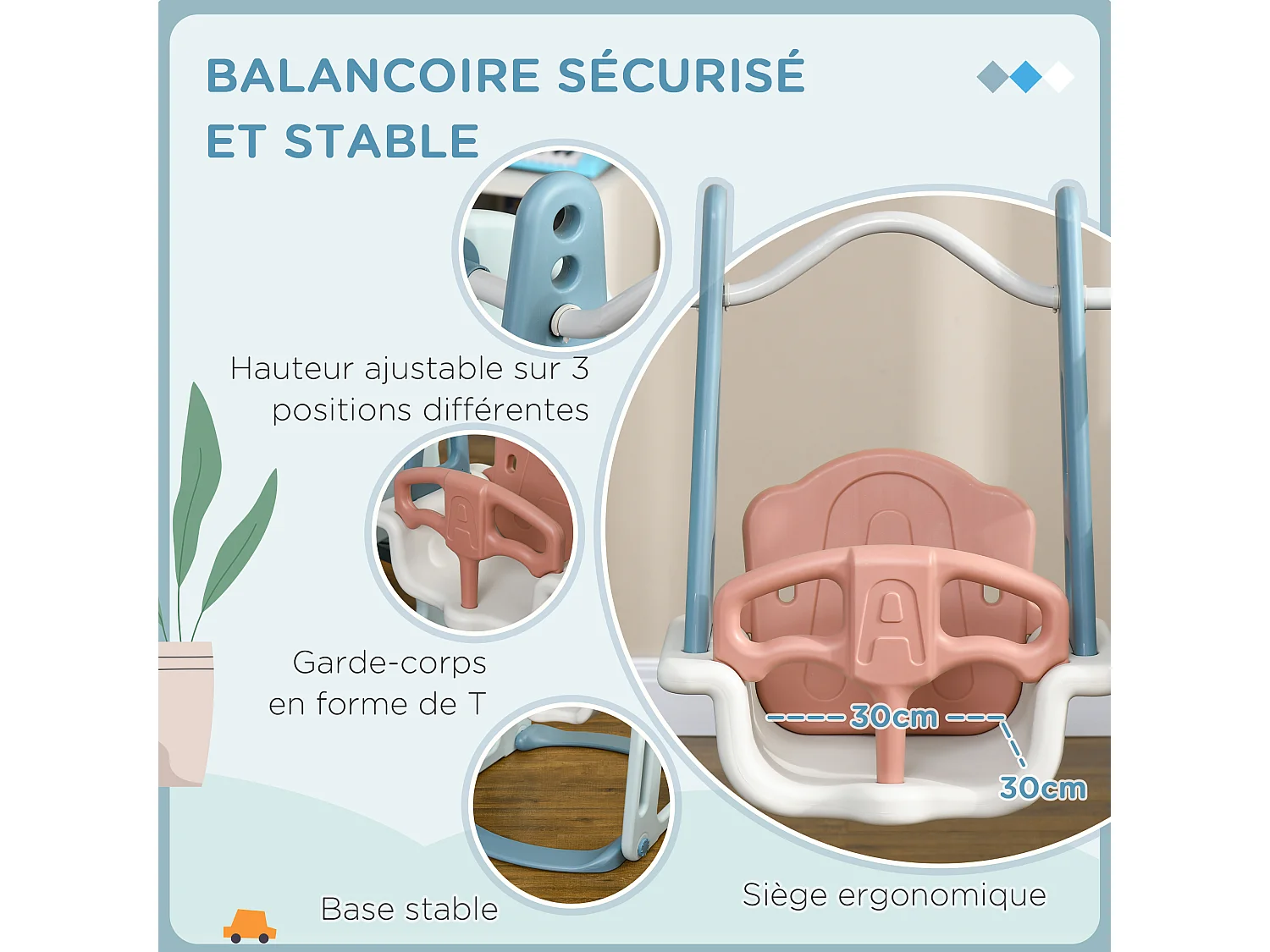 Portique enfant toboggan et balançoire avec panier de basket-ball aire de jeux 3 en 1 usage intérieur et extérieur dim. 200 x 150 x 100 cm