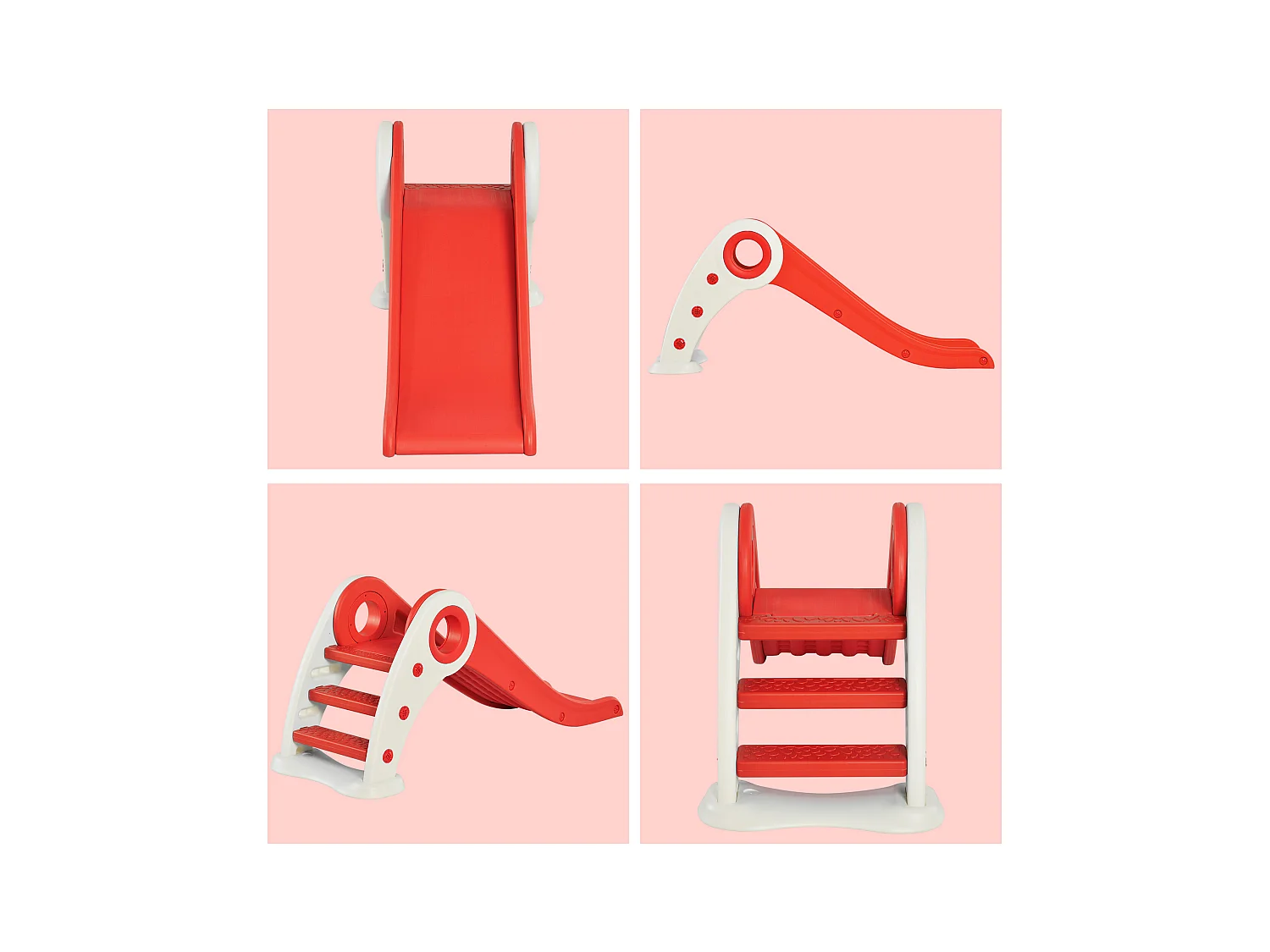 Toboggan enfant pliable 3 à 6 ans usage intérieur extérieur dim. 120L x 50l x 56H cm HDPE rouge