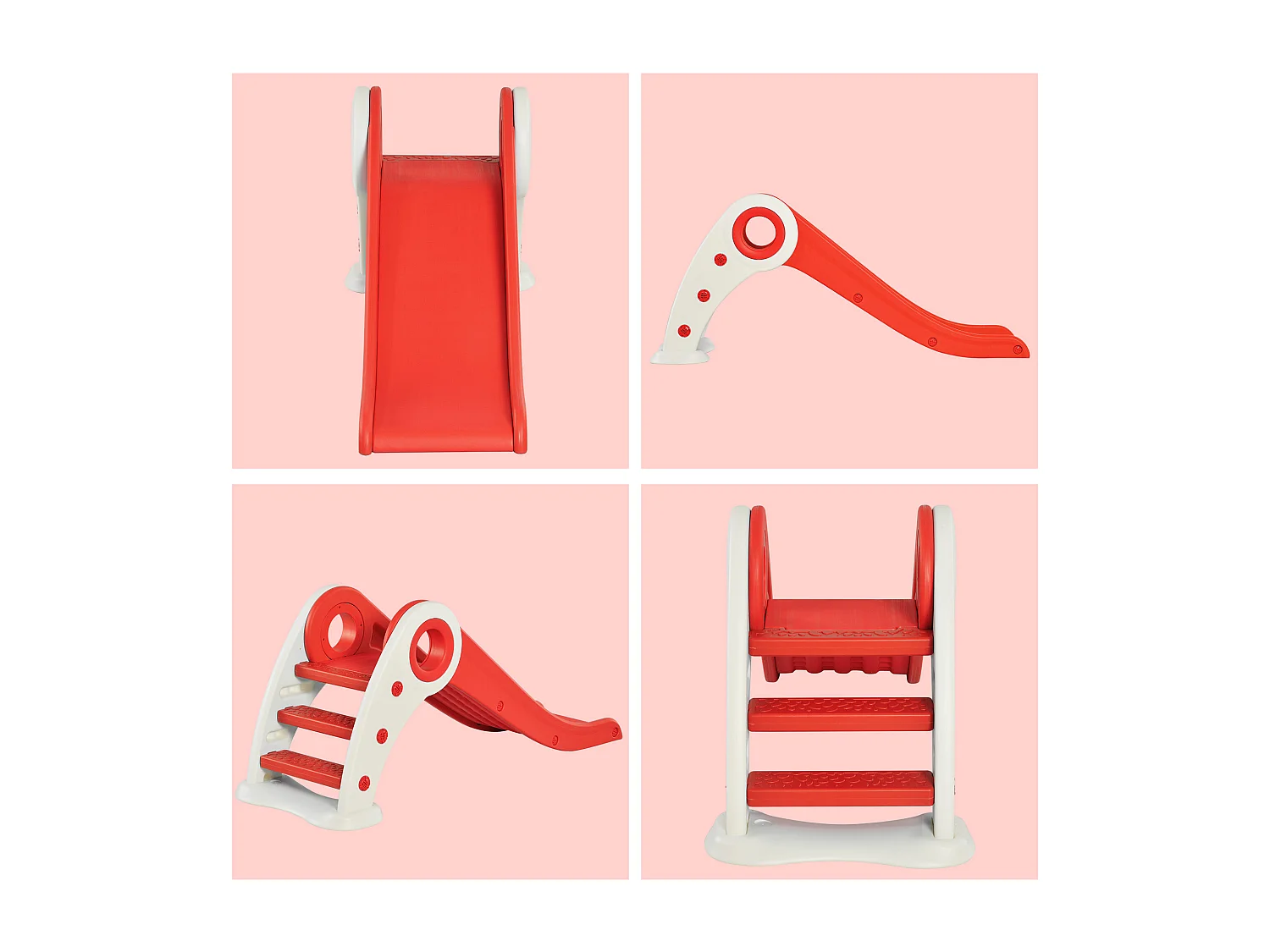 Toboggan enfant pliable 3 à 6 ans usage intérieur extérieur dim. 120L x 50l x 56H cm HDPE rouge