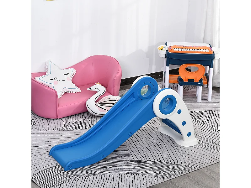 Toboggan enfant pliable 3 à 6 ans usage intérieur extérieur dim. 120L x 50l x 56H cm HDPE bleu