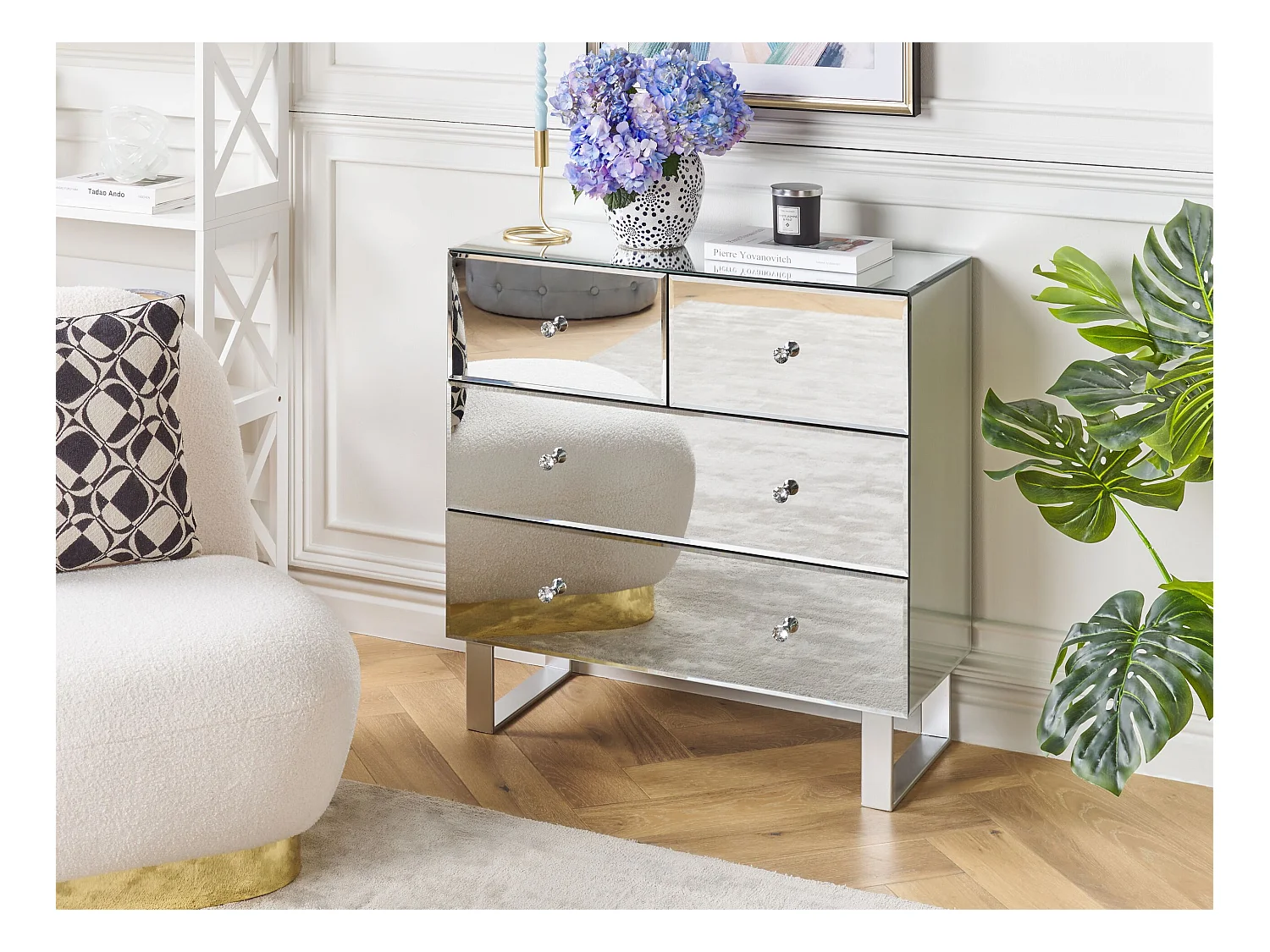 Ladekast 5 lades NESLE Spiegelend zilver