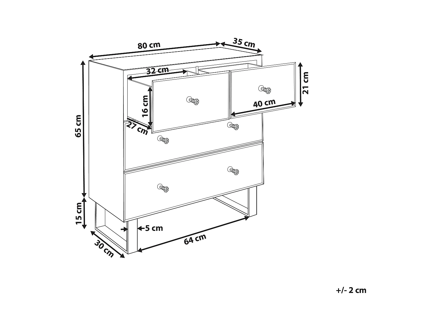 Ladekast 5 lades NESLE Spiegelend zilver