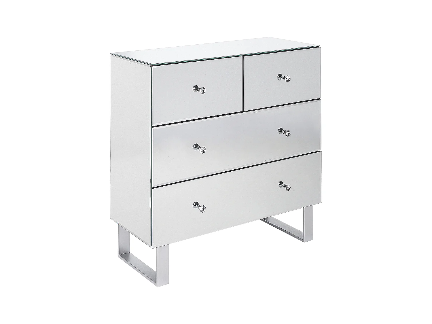 Commode à 5 tiroirs NESLE Miroir argenté