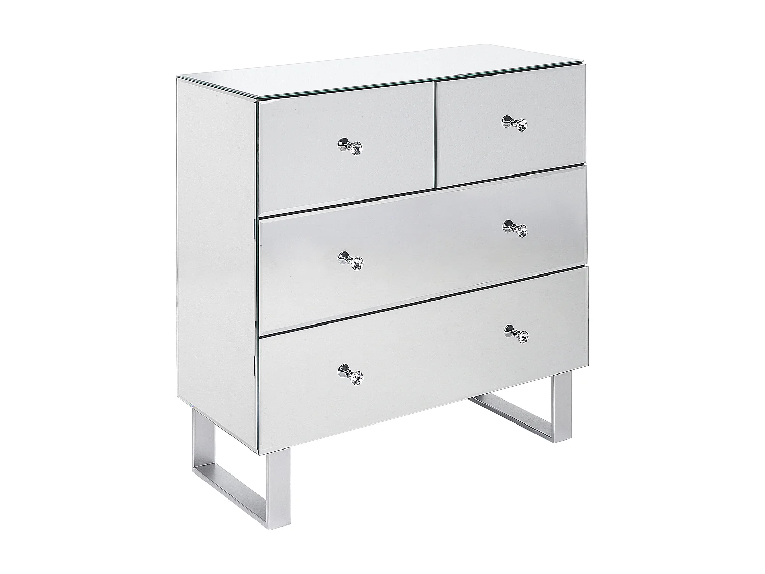 Commode à 5 tiroirs NESLE Miroir argenté