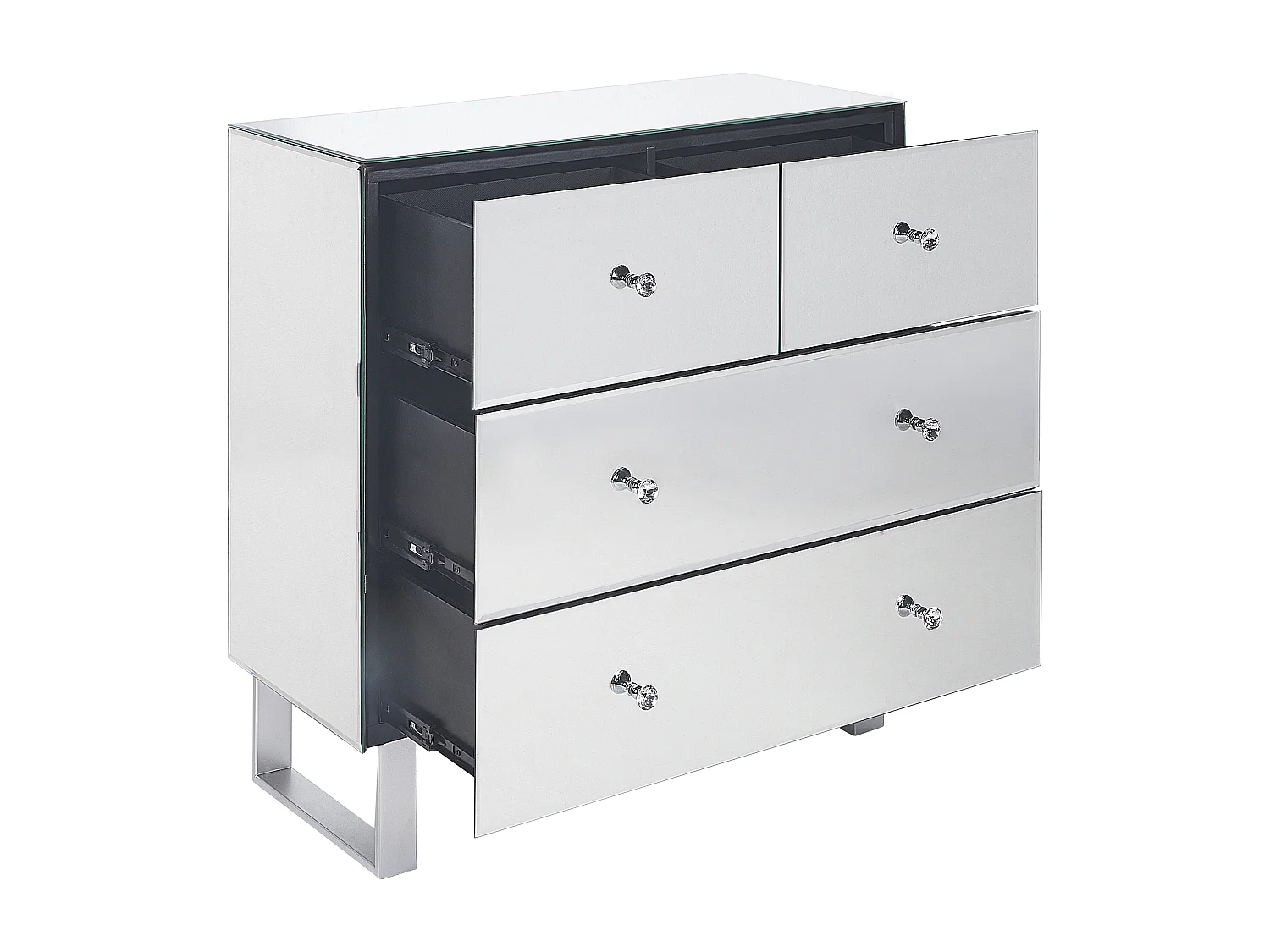 Commode à 5 tiroirs NESLE Miroir argenté
