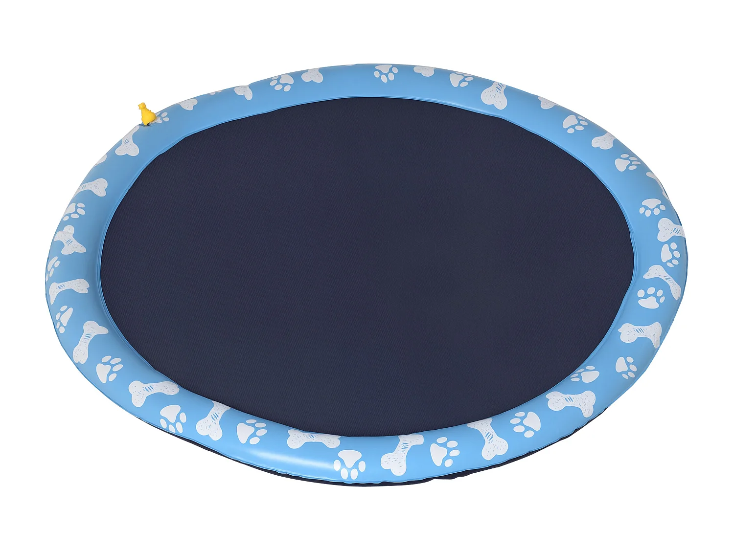 Piscine tapis à jet d'eau pour chien - Ø 1,5 m - pliable, facile à transporter - PVC bleu motifs os pattes