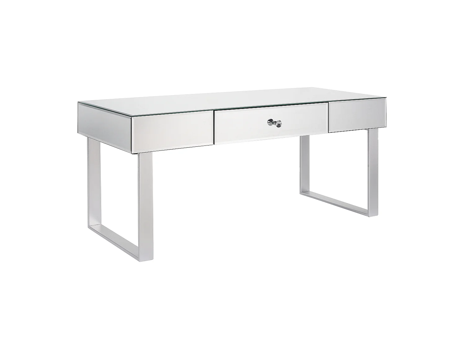 Stolik kawowy NESLE Lustrzany srebrny ze schowkiem