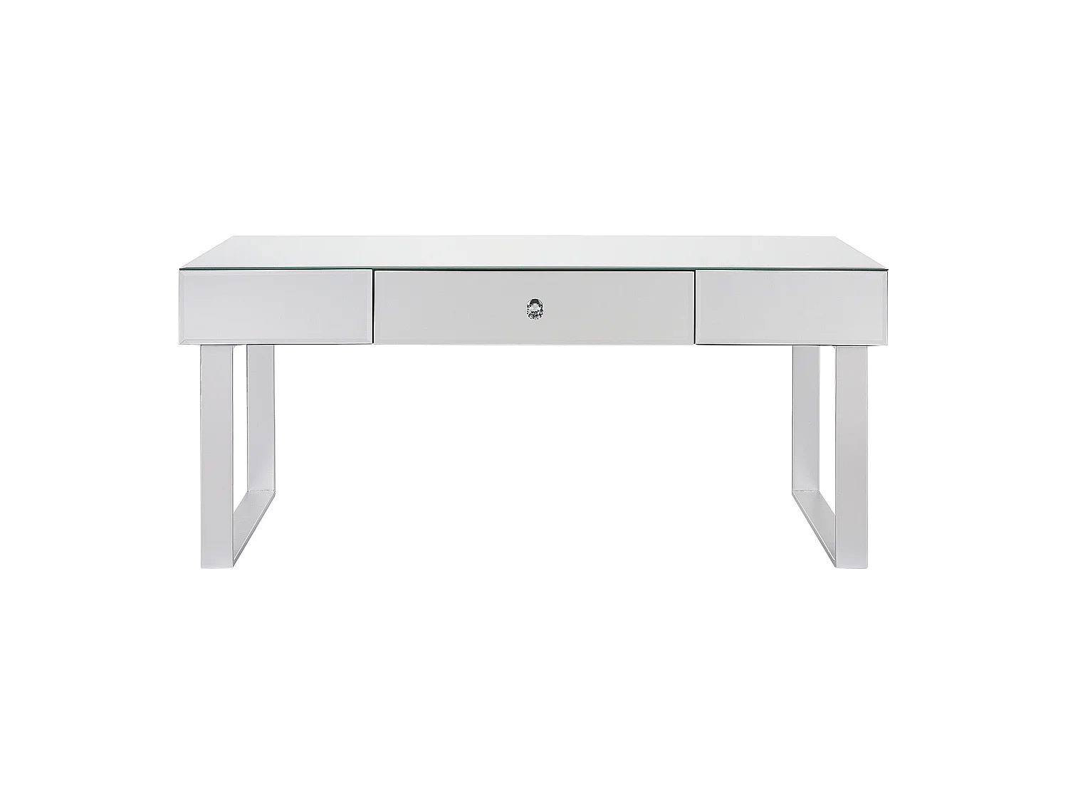 Stolik kawowy NESLE Lustrzany srebrny ze schowkiem