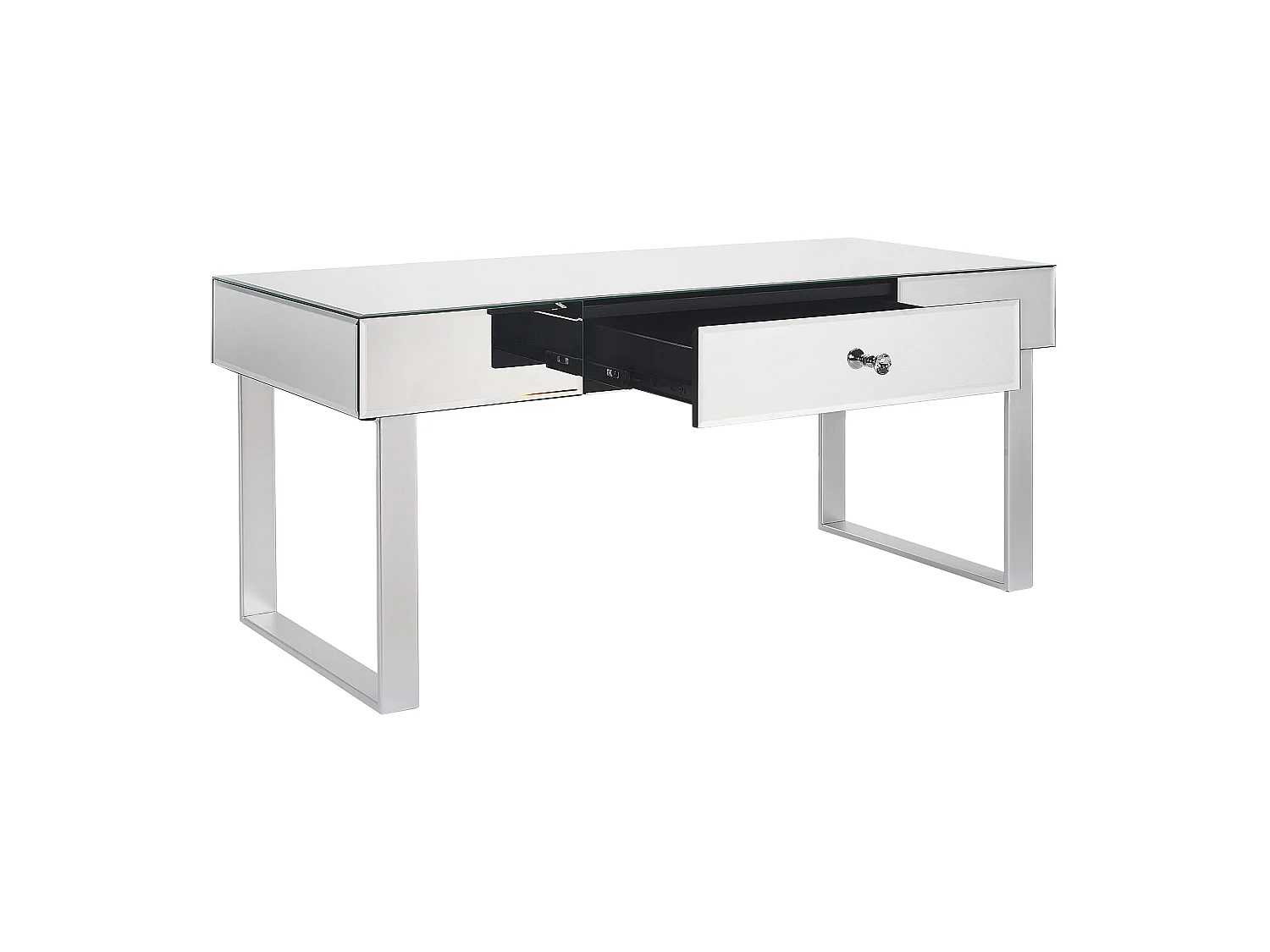 Stolik kawowy NESLE Lustrzany srebrny ze schowkiem