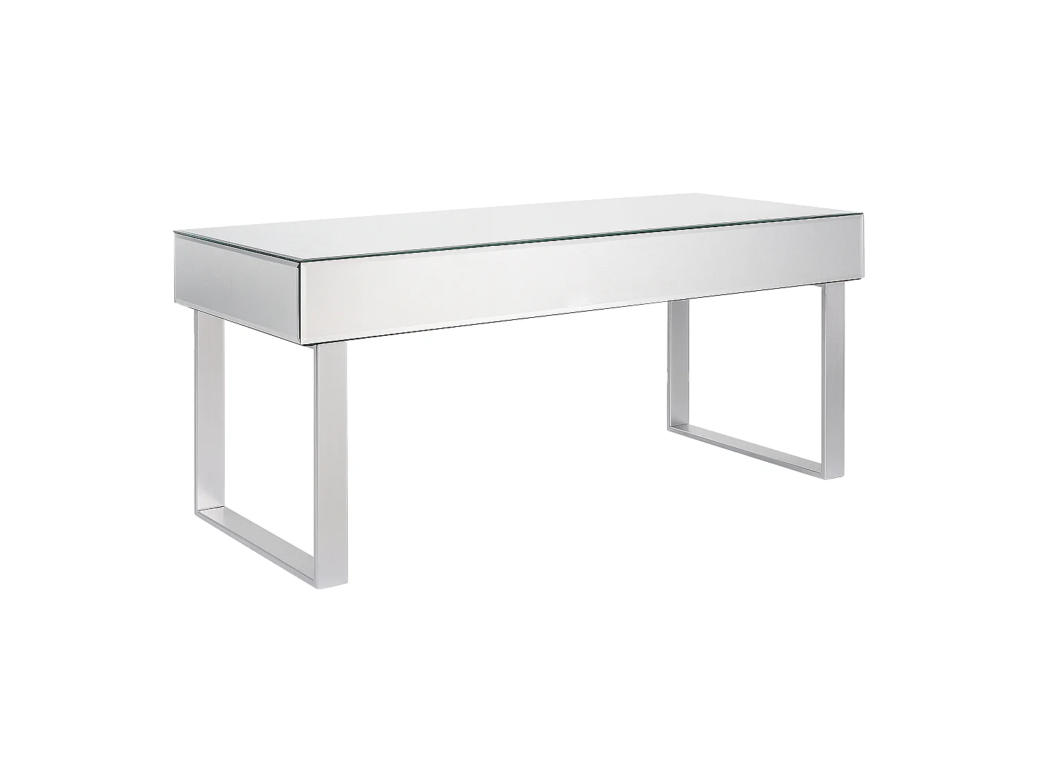 Stolik kawowy NESLE Lustrzany srebrny ze schowkiem