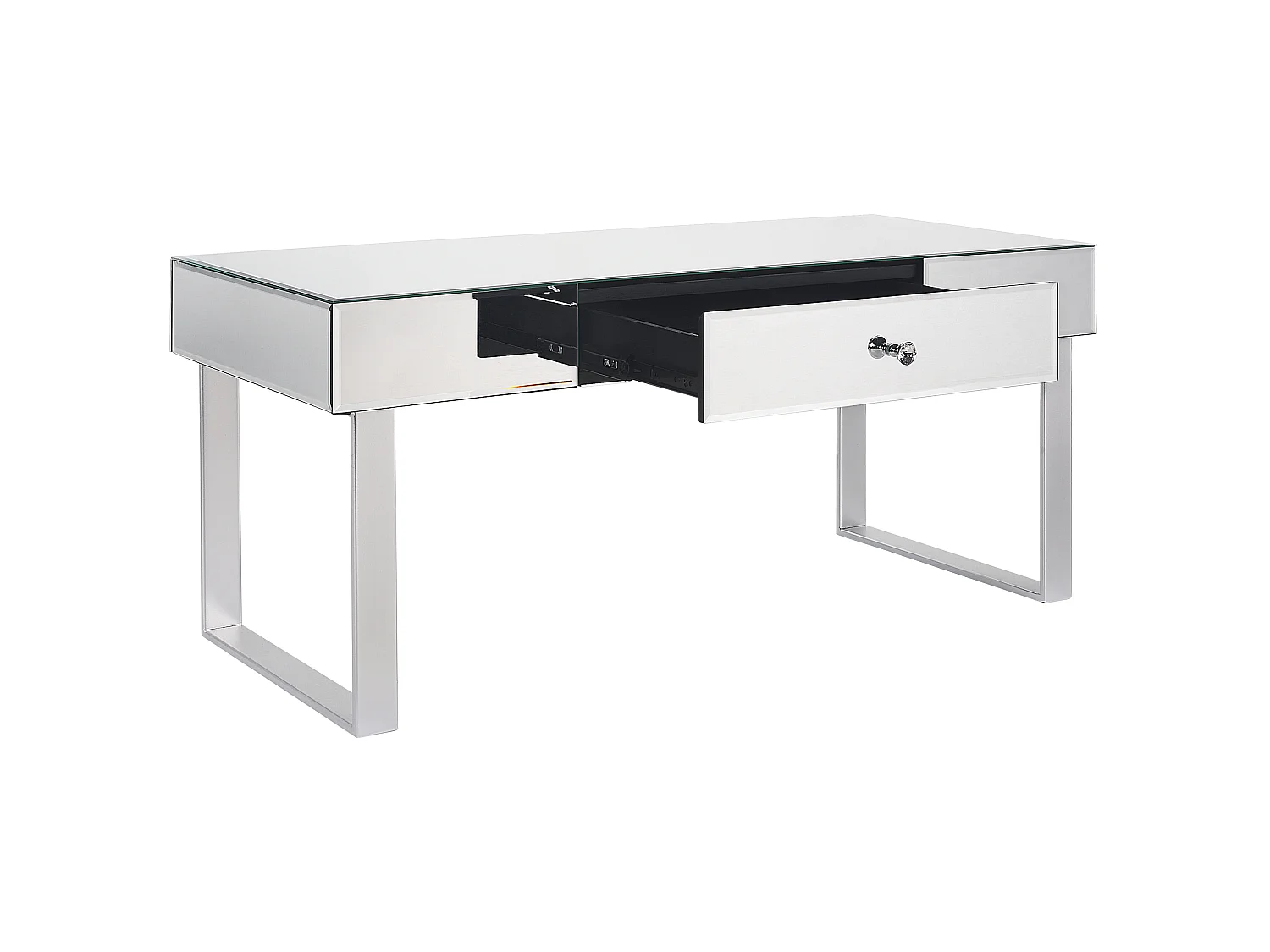 Table basse NESLE Miroir argenté avec rangement