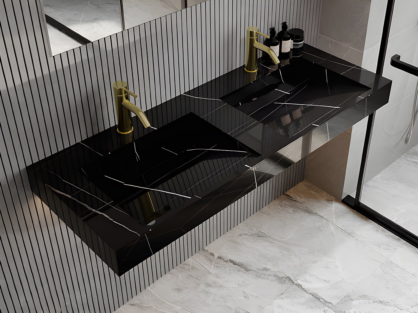 Waschbecken Marmor Schwarz