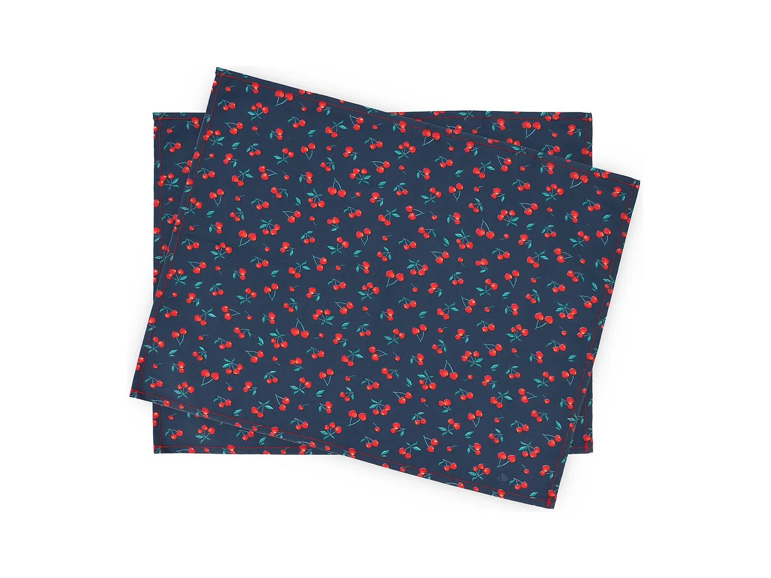 Set de table enduit 35x45 cm CERISES bleu Marine