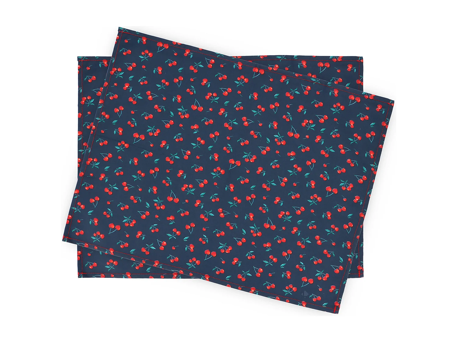 Set de table enduit 35x45 cm CERISES bleu Marine