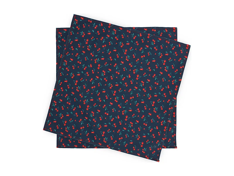 Set de table enduit 45x45 cm CERISES bleu Marine