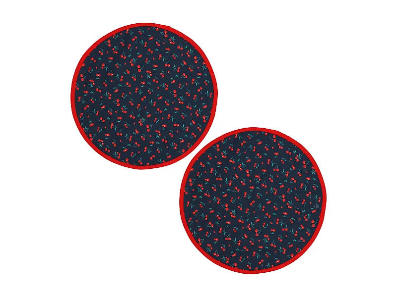 Set de table enduit 38 cm CERISES bleu Marine