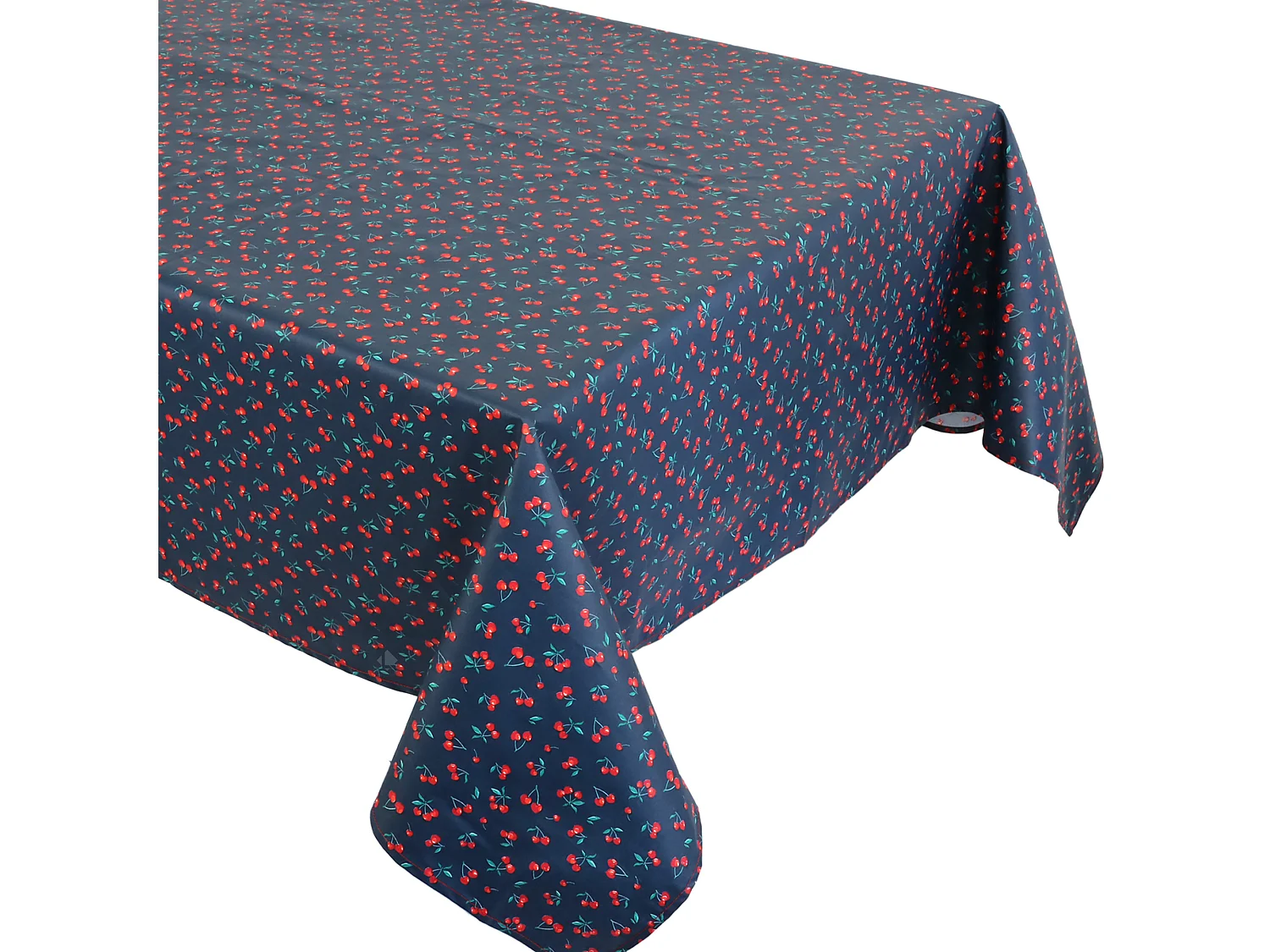 Nappe rectangle enduit 150x300 cm CERISES bleu Marine