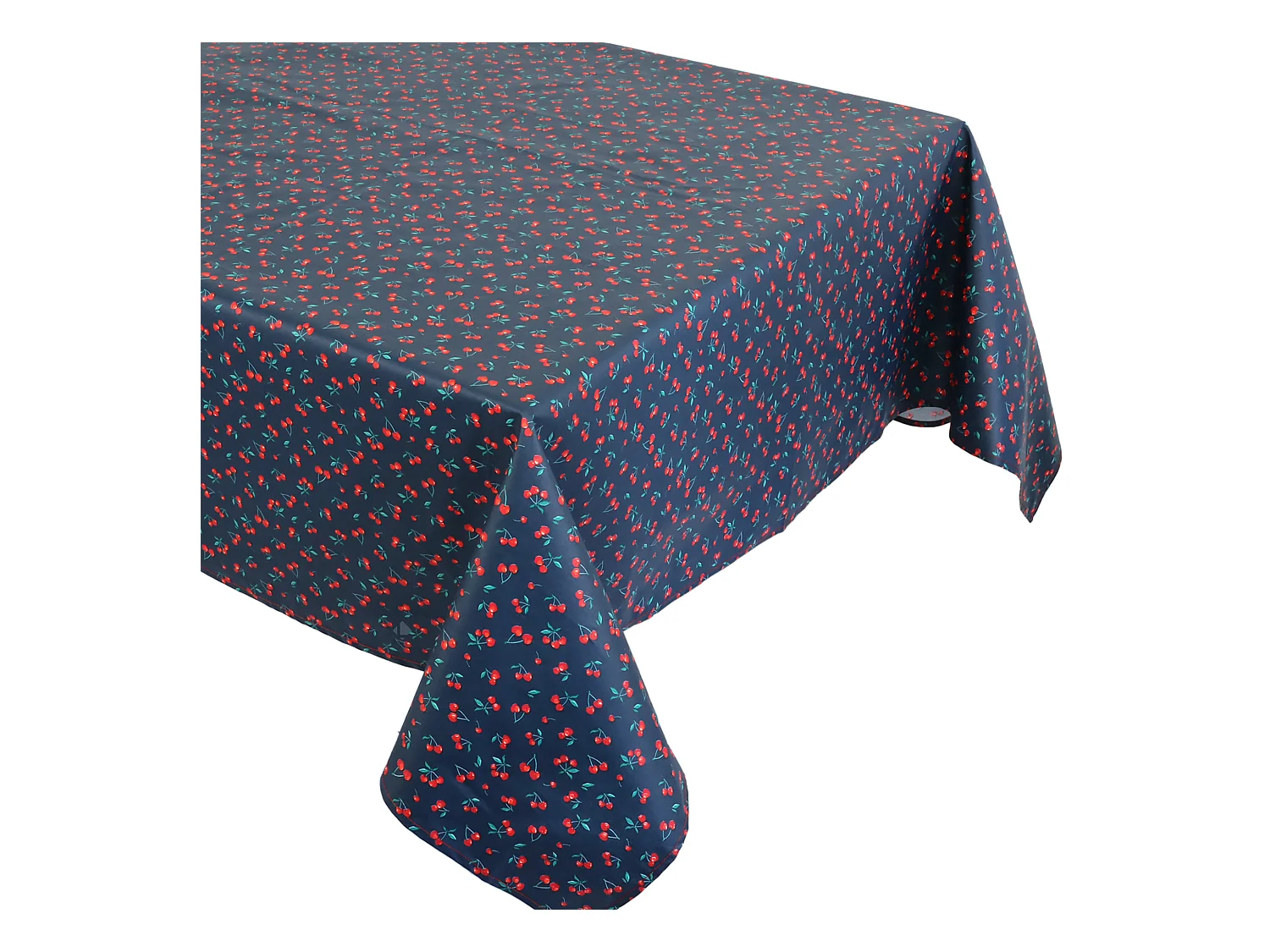 Nappe rectangle enduit 150x250 cm CERISES bleu Marine