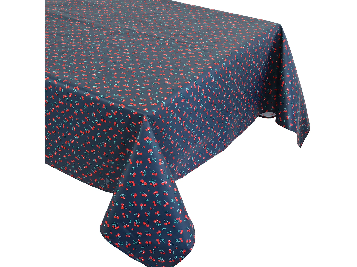 Nappe rectangle enduit 150x250 cm CERISES bleu Marine