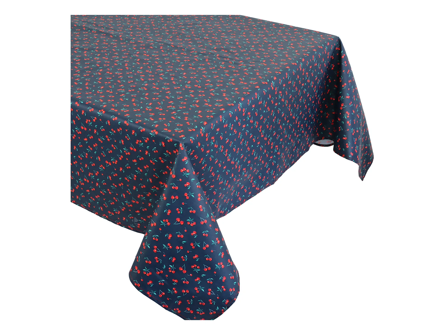 Nappe rectangle enduit 150x200 cm CERISES bleu Marine