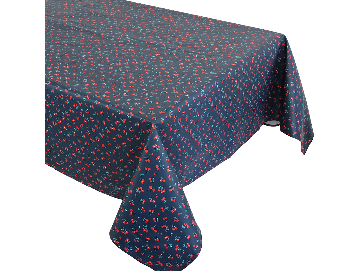 Nappe rectangle enduit 150x350 cm CERISES bleu Marine