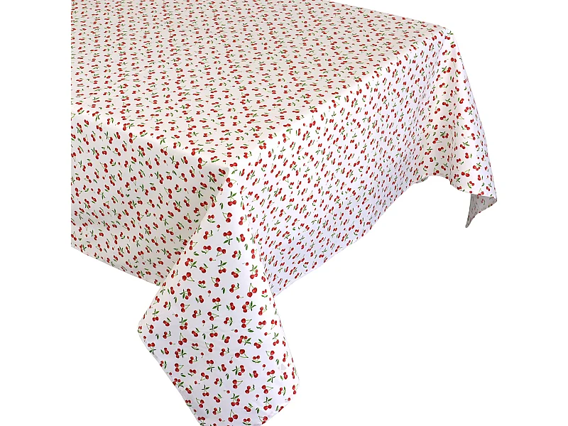 Nappe rectangle enduit 150x300 cm CERISES Blanc