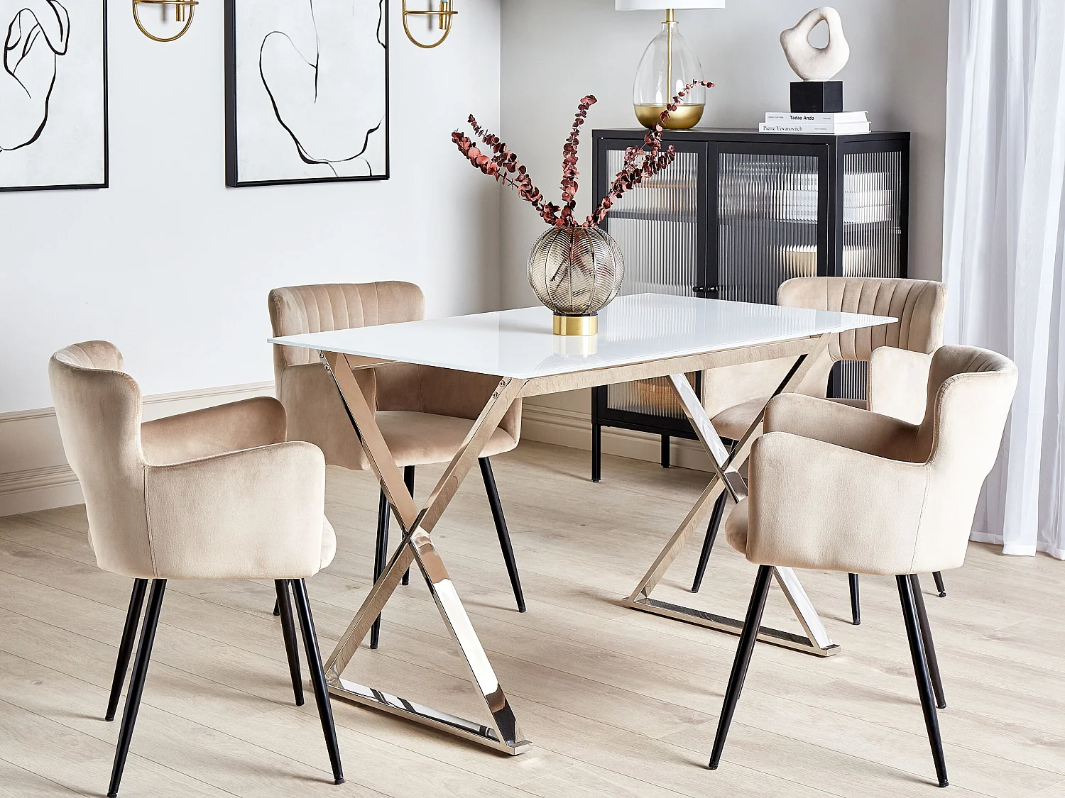 Eettafel ATTICA Wit 120 cm 70 cm Veiligheidsglas