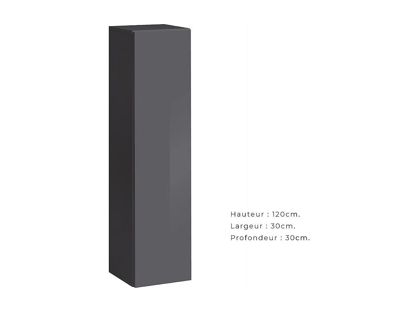 Armadio colonna sospeso - Grigio - Collezione SWITCH - 30x120 cm - Design moderno