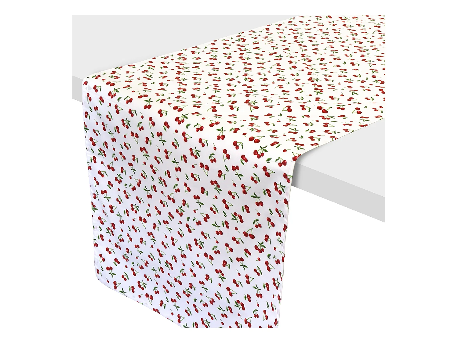 Chemin de table enduit 45x150 cm CERISES Blanc