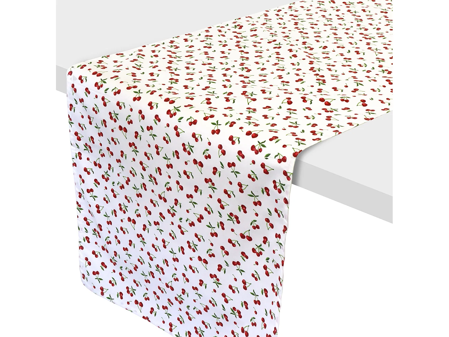 Chemin de table enduit 45x150 cm CERISES Blanc