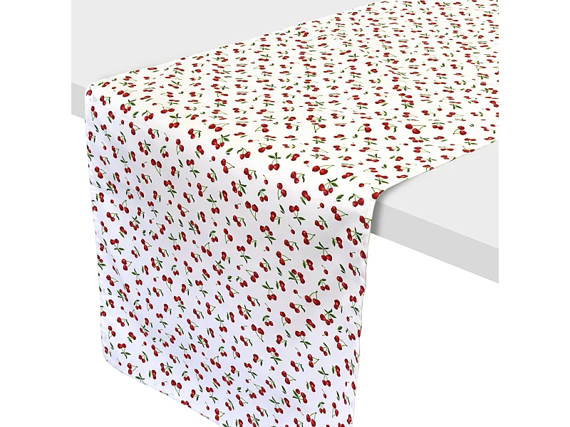 Chemin de table enduit 45x150 cm CERISES Blanc