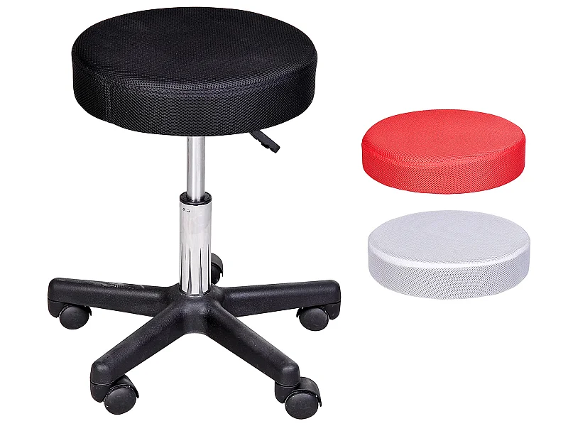Tabouret massage a roulettes reglable en hauteur pivotant avec trois couleurs de housse de protection